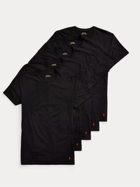 Polo by Ralph Lauren Classic Fit Cotton Crew Tee 6 pack Black Large NWT IN PKG